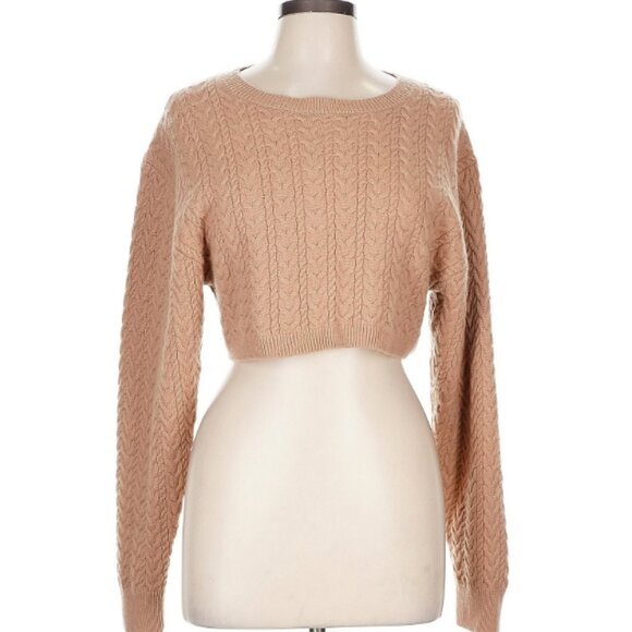 LoveShackFancy Sweaters - LoveShackFancy Wool Cashmere Cropped Sweater Light Brown Womens Large